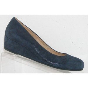 French Sole FSNY Gumdrop blue leather textured round toe wedge heels 6